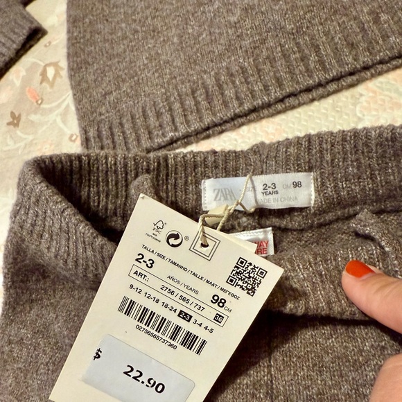 Zara Kids Unisex Chocolate Knit Sweater and Pants Set Toddler Size 2-3y NWT - Picture 5 of 6